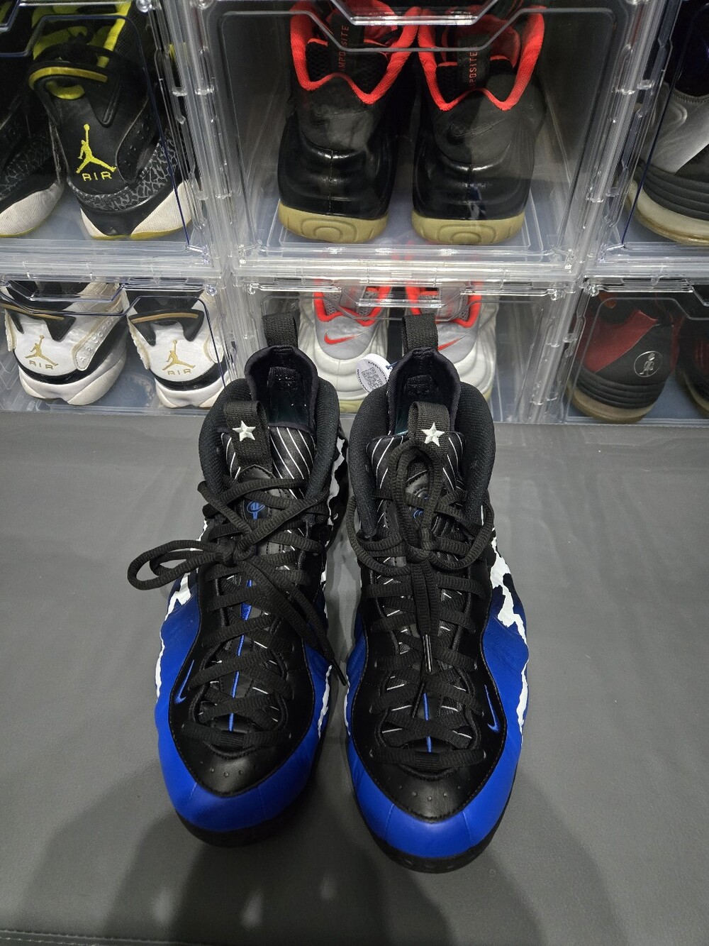 Nike Black/Blue/White Foamposite-Style Athletic Shoes
